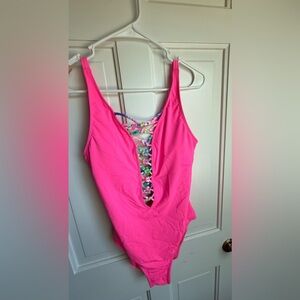Lilly Pulitzer Pink Starburst Isle Lattice one piece